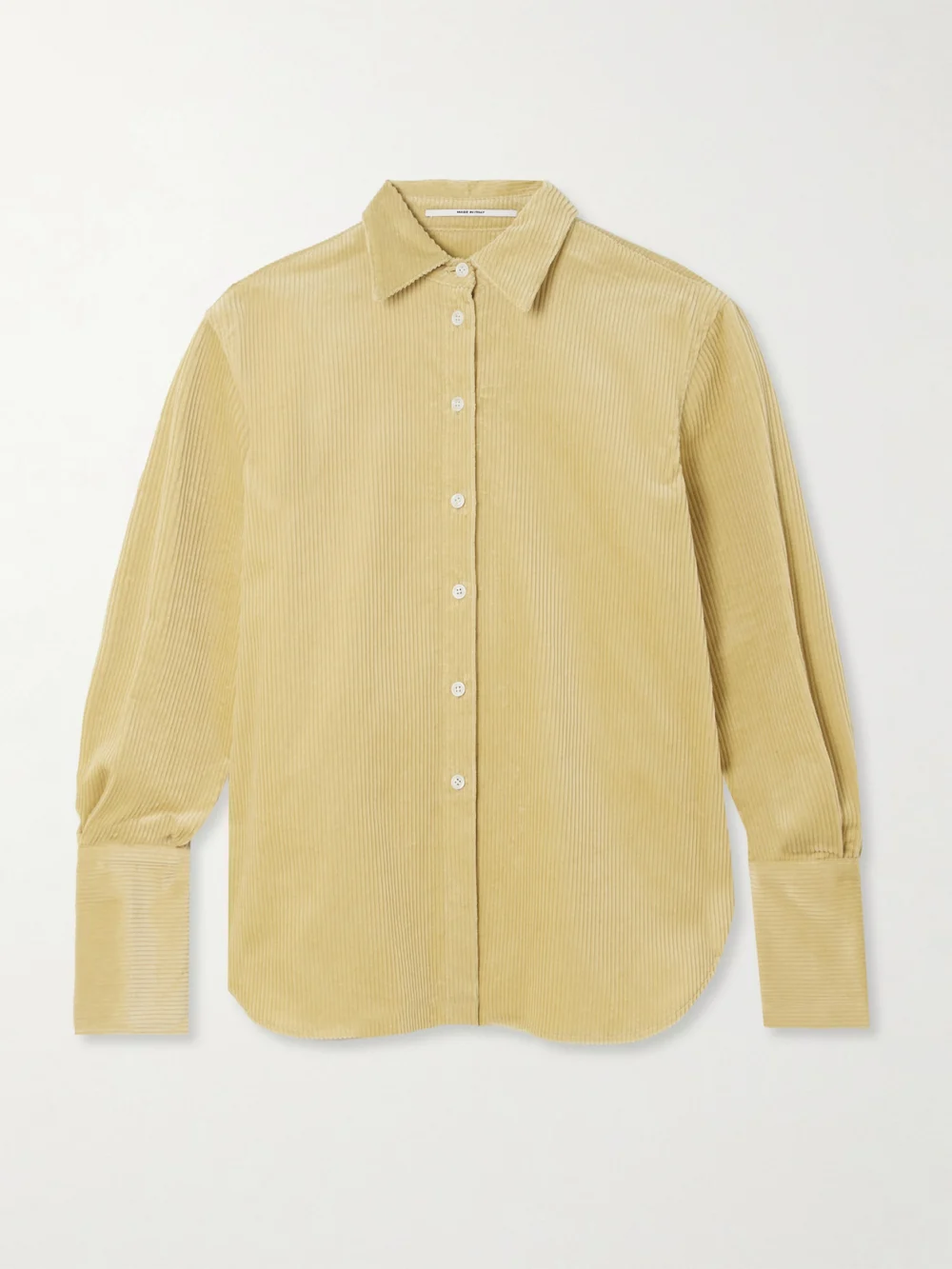 Another Tomorrow Organic Cotton-corduroy Shirt in yellow
