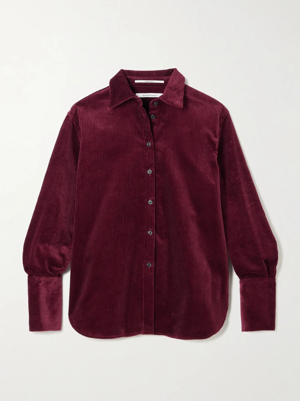 Another Tomorrow Oversized Organic Cotton-corduroy Shirt in burgundy