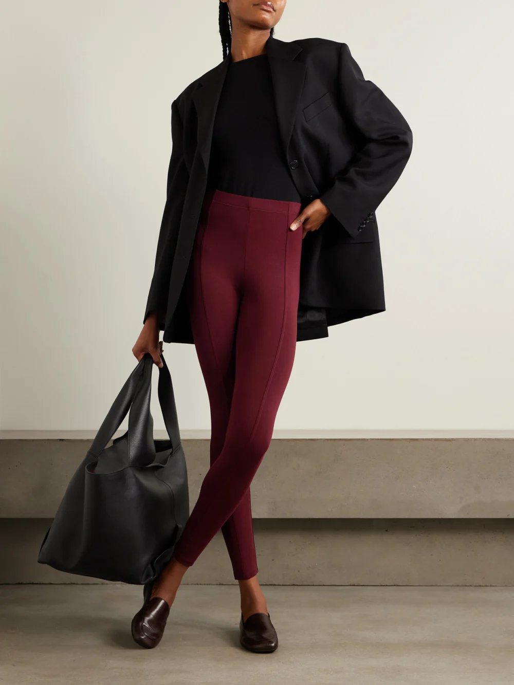Another Tomorrow Stretch-lenzing™ Lyocell Leggings, worn by a model