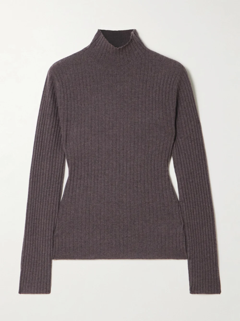 Arch4 Ariana Ribbed Turtleneck Cashmere Sweater in brown