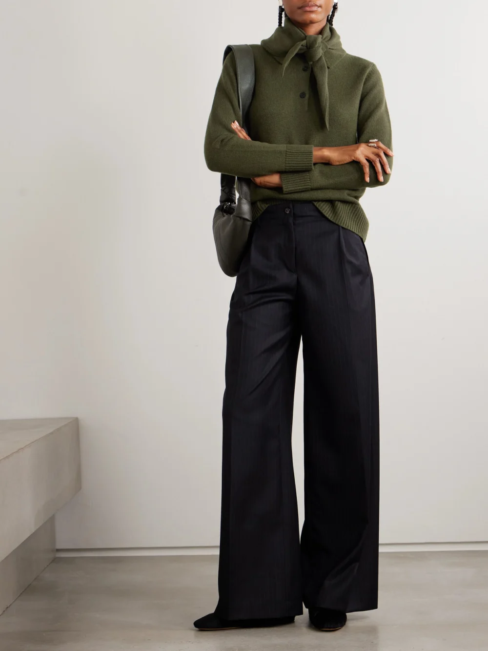 Arch4 Bessi Cashmere Polo Sweater, worn by a model