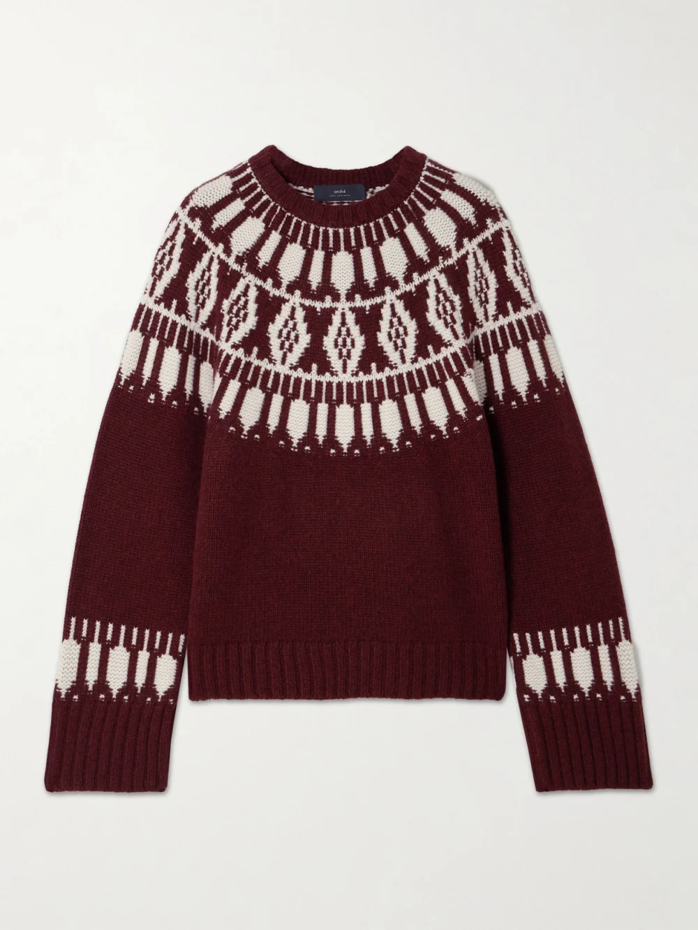 Arch4 Jackson Fair Isle Cashmere Sweater in burgundy
