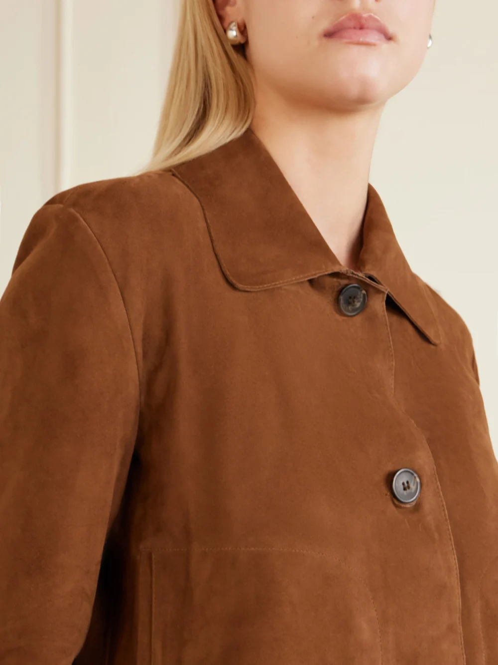 Close-up detail of the Arma Emy Suede Jacket