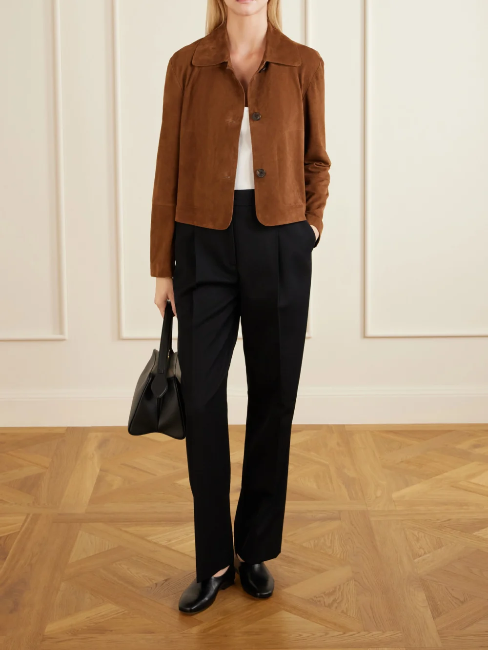 Arma Emy Suede Jacket, worn by a model