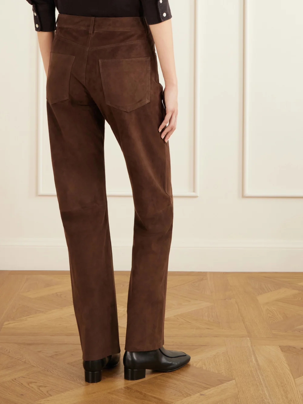 Back view of the Arma Jean Suede Straight-leg Pants