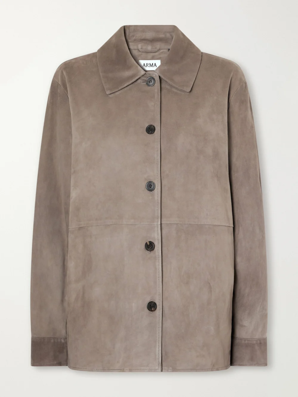 Arma Vicky Paneled Suede Jacket in gray
