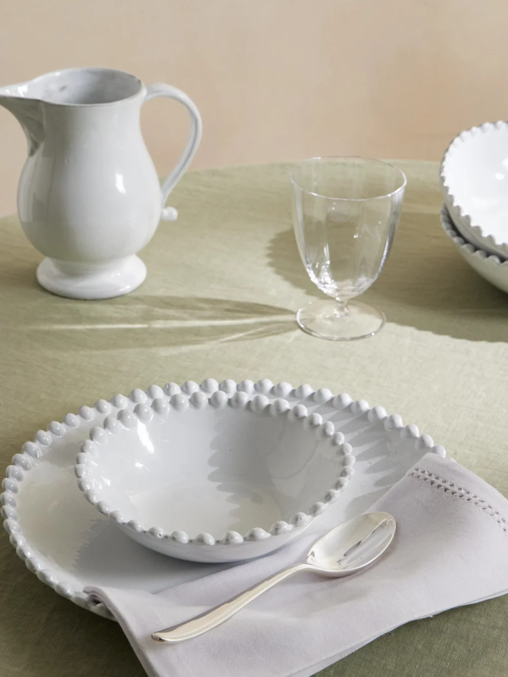 Astier De Villatte Adélaïde Small Ceramic Soup Plate, styled view