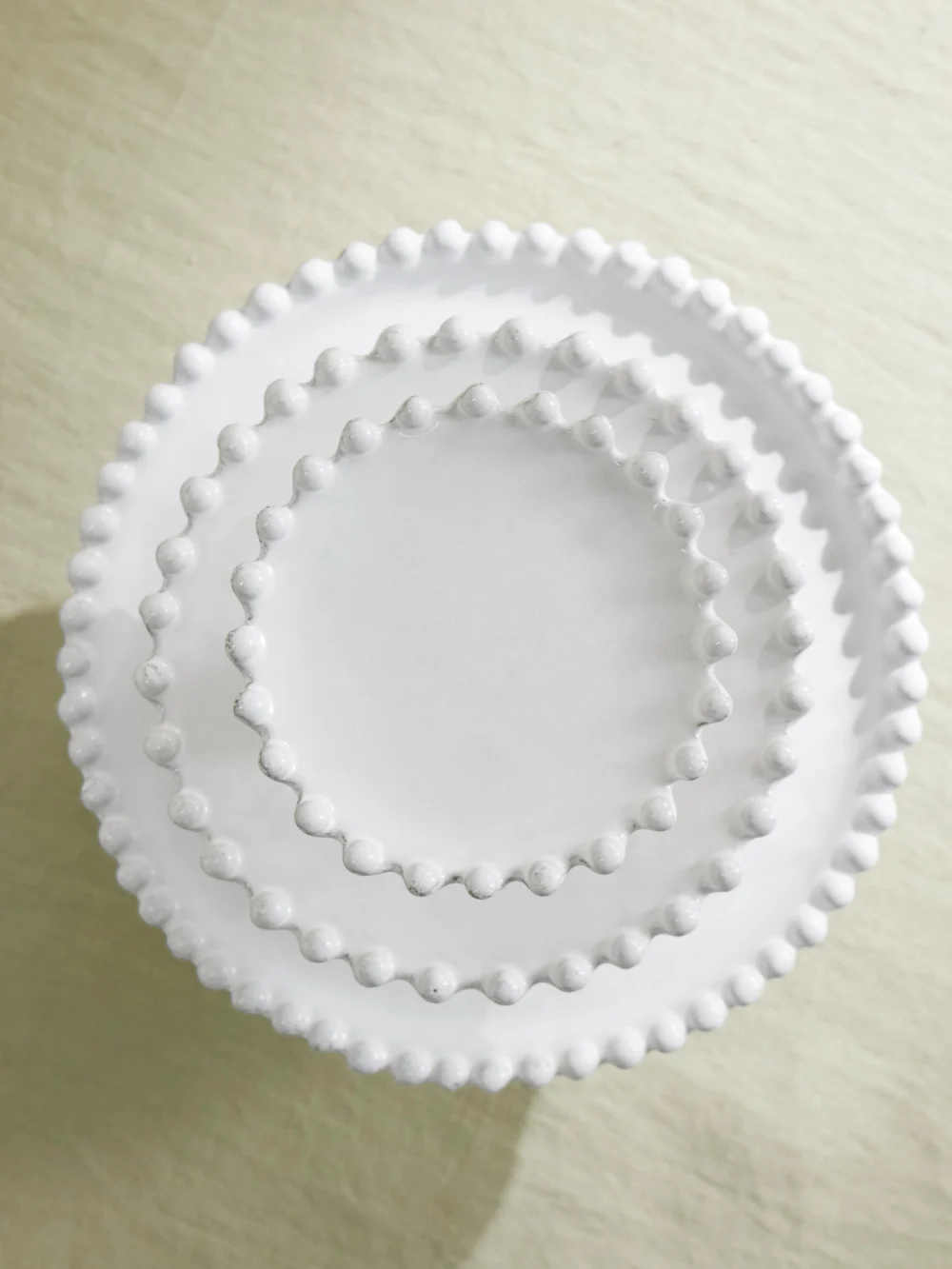 Close-up detail of the Astier De Villatte Adélaïde Three-tier Ceramic Serving Stand