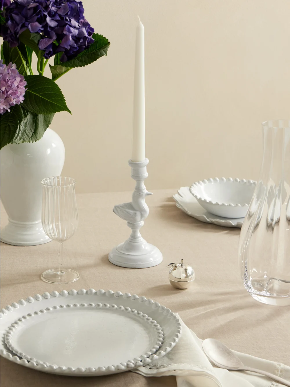Astier De Villatte Canard Ceramic Candlestick, styled view