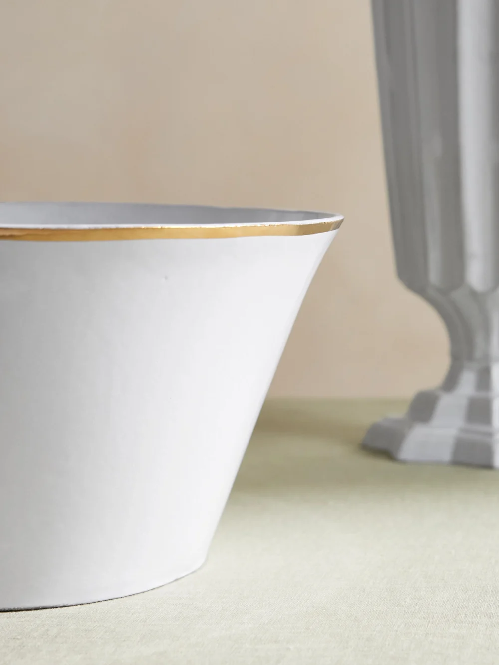 Close-up detail of the Astier De Villatte Crésus Large Gold-plated Ceramic Salad Bowl