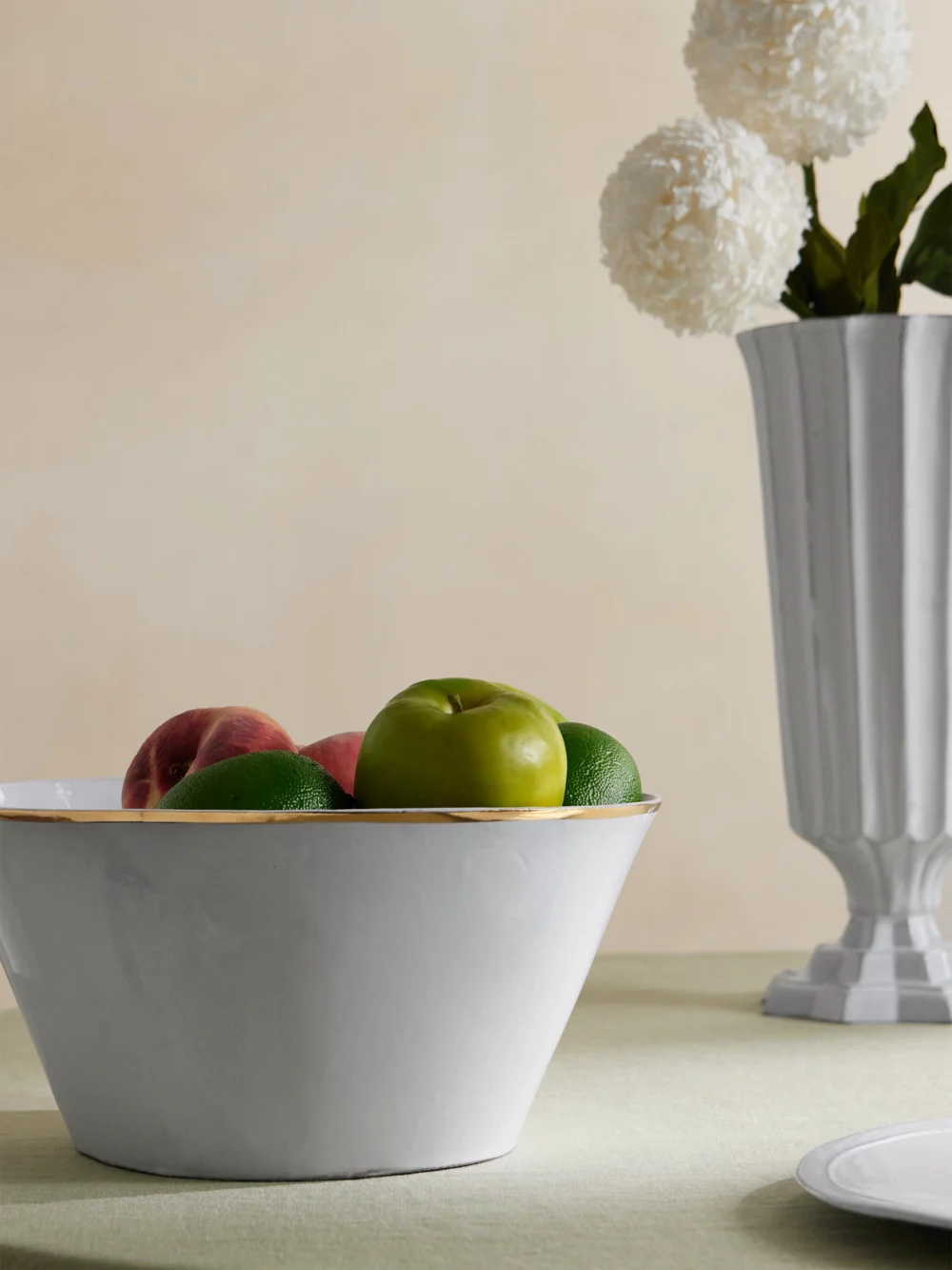 Astier De Villatte Crésus Large Gold-plated Ceramic Salad Bowl, styled view