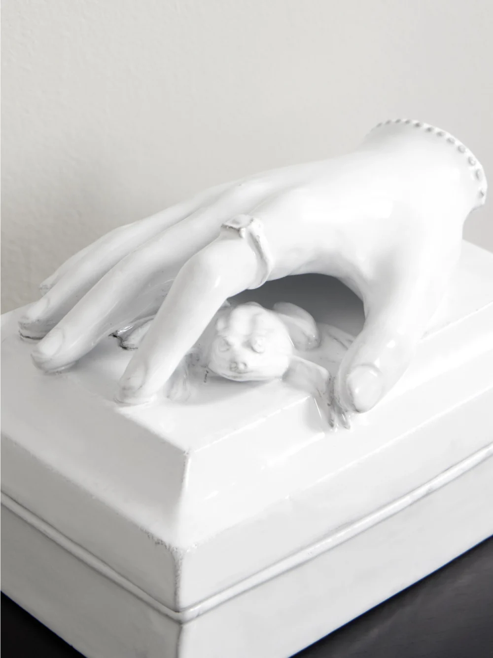 Close-up detail of the Astier De Villatte + Serena Carone Mon Prince Ceramic Jewelry Box