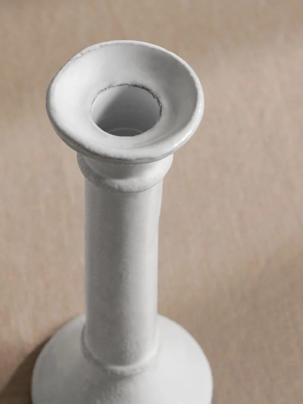 Close-up detail of the Astier De Villatte Sobre Ceramic Candlestick