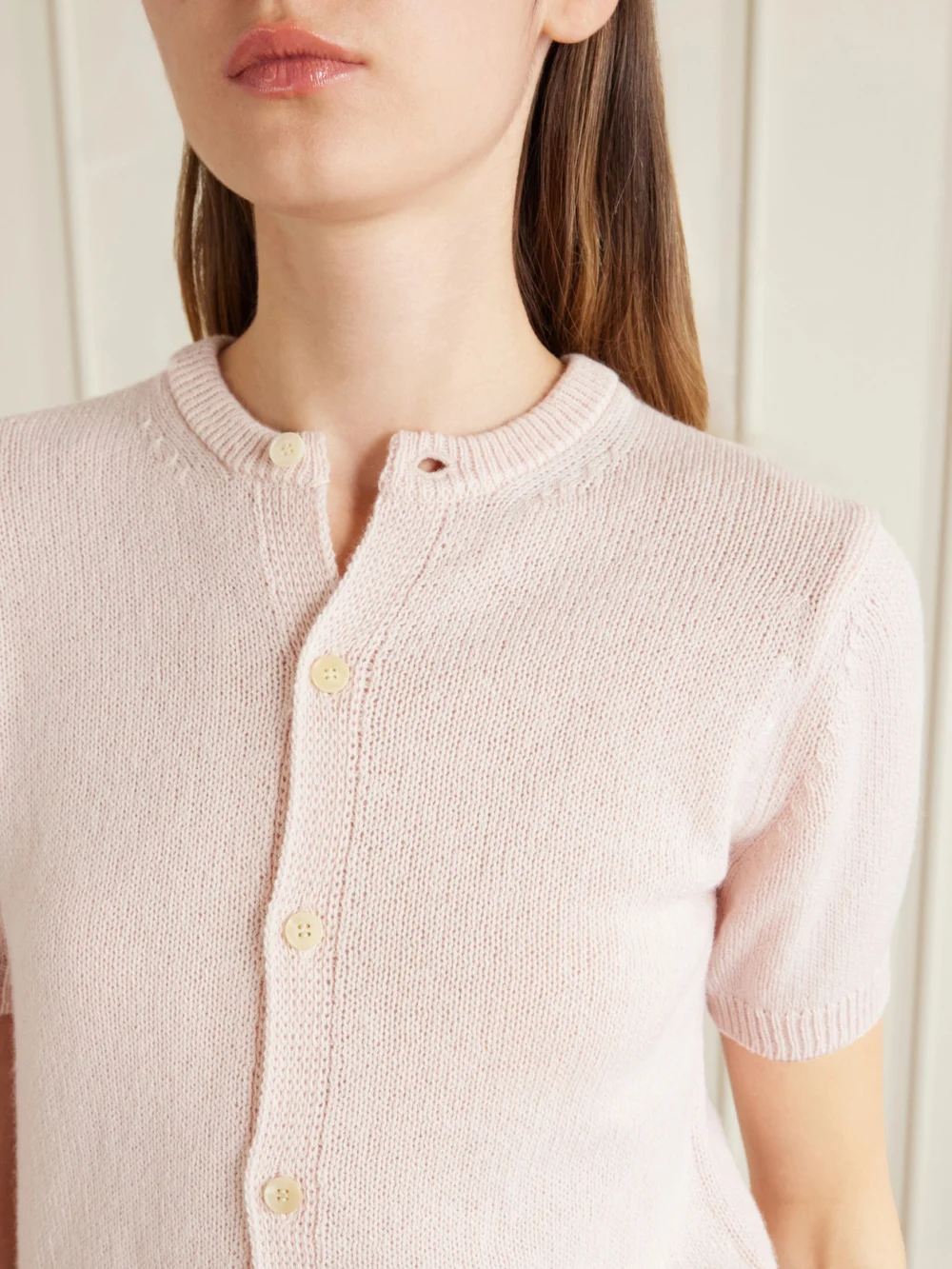 Close-up detail of the Auralee Cashmere Cardigan