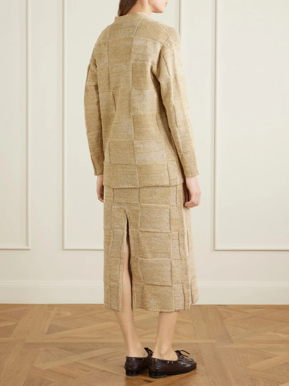 Back view of the Auralee Cotton and Linen-blend Cardigan