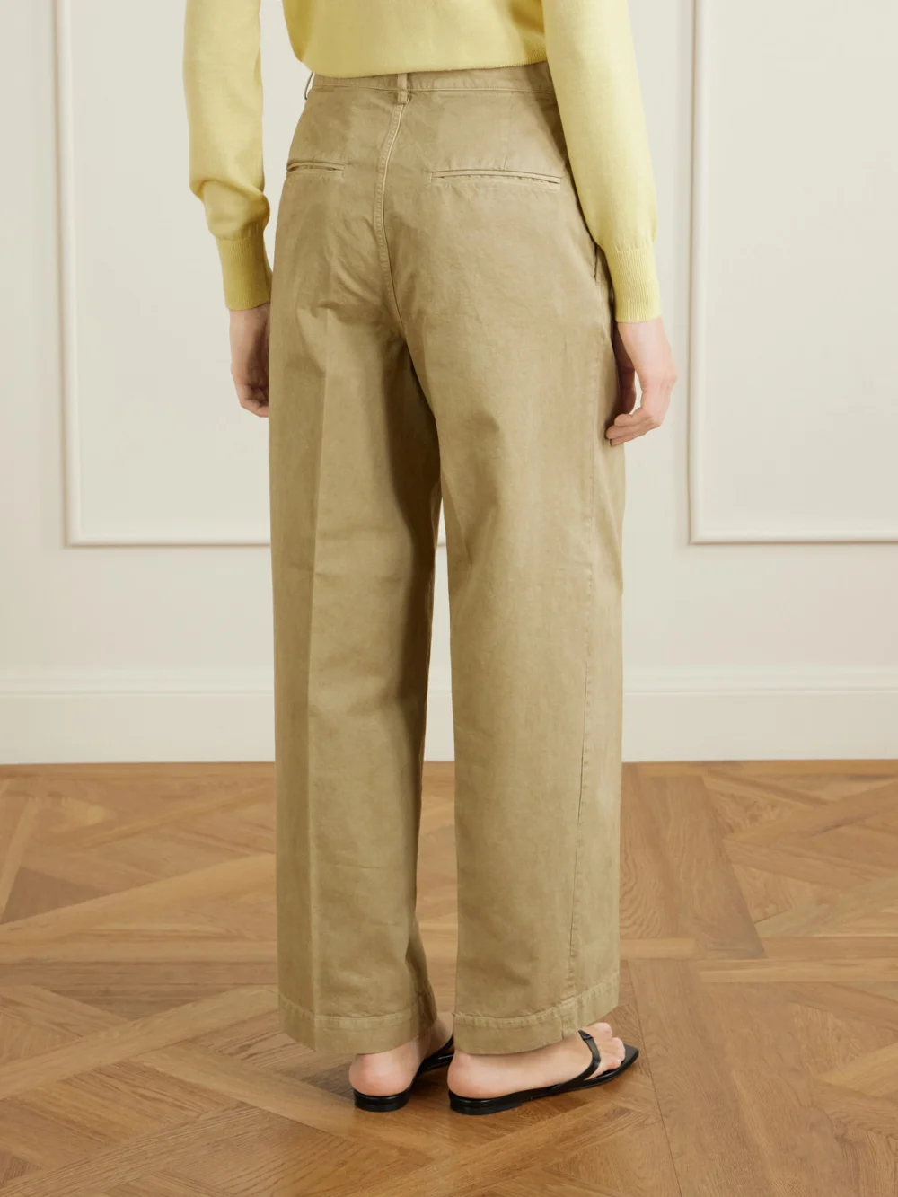 Back view of the Auralee Garment-dyed Cotton-twill Wide-leg Pants