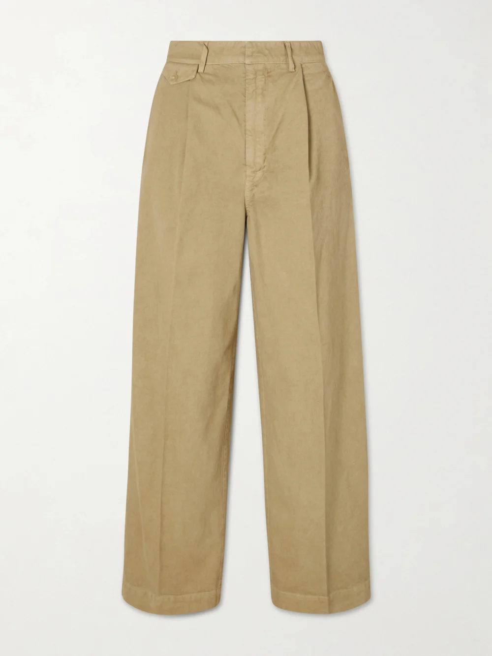 Auralee Garment-dyed Cotton-twill Wide-leg Pants in beige