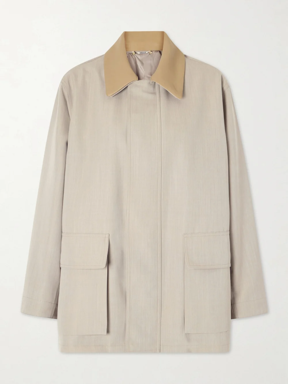 Auralee Leather-trimmed Wool-canvas Jacket in gray