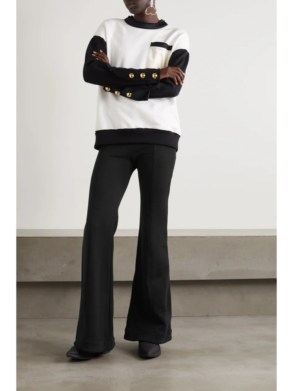 Az Factory Free to Organic Cotton and Seacell-blend Flared Pants, worn by a model