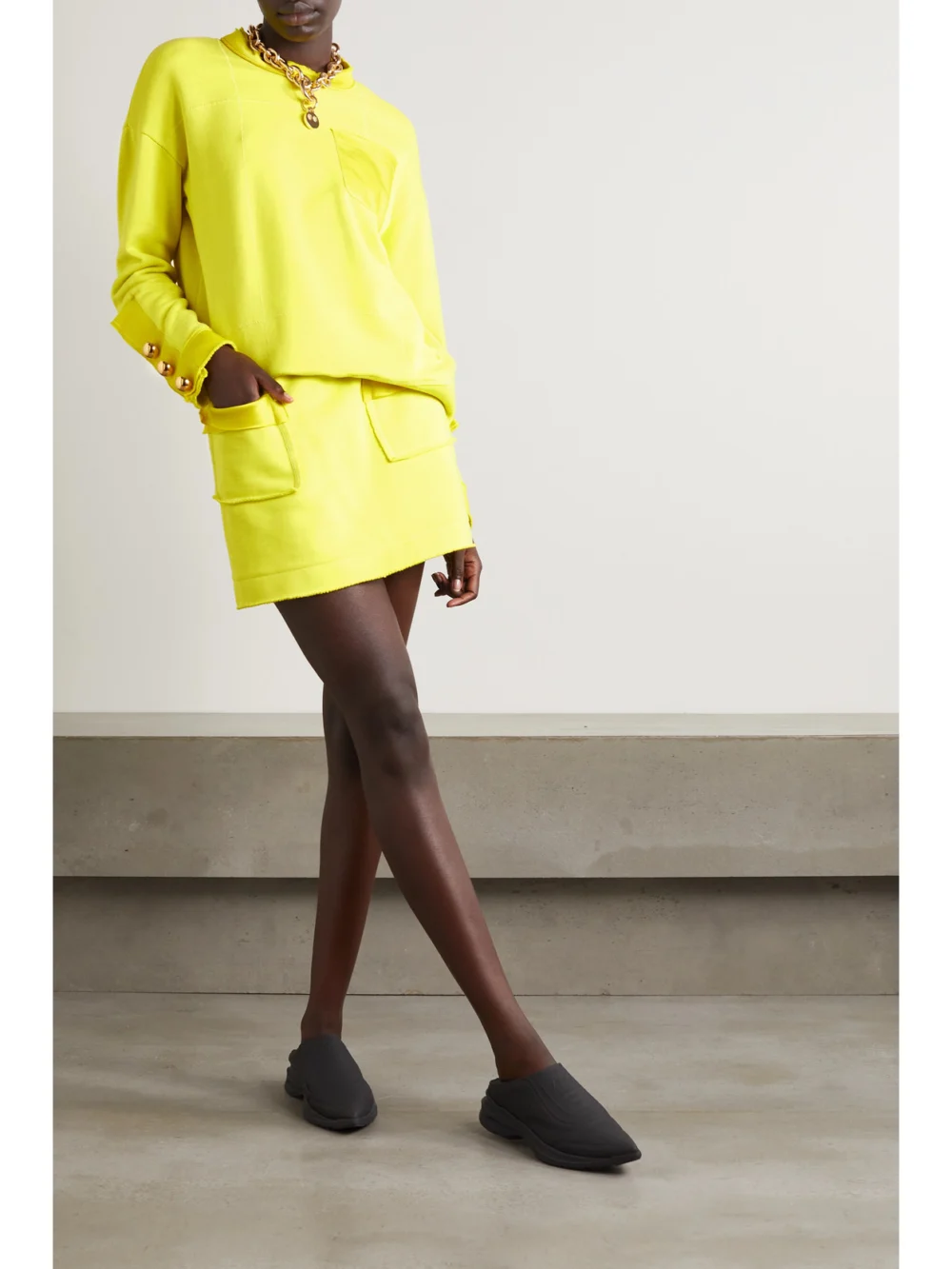Az Factory Free to Organic Cotton and Seacell-blend Mini Skirt, worn by a model