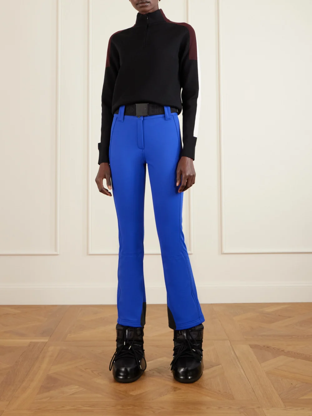 Aztech Mountain Caroline Color-block Wool-blend Sweater, worn by a model