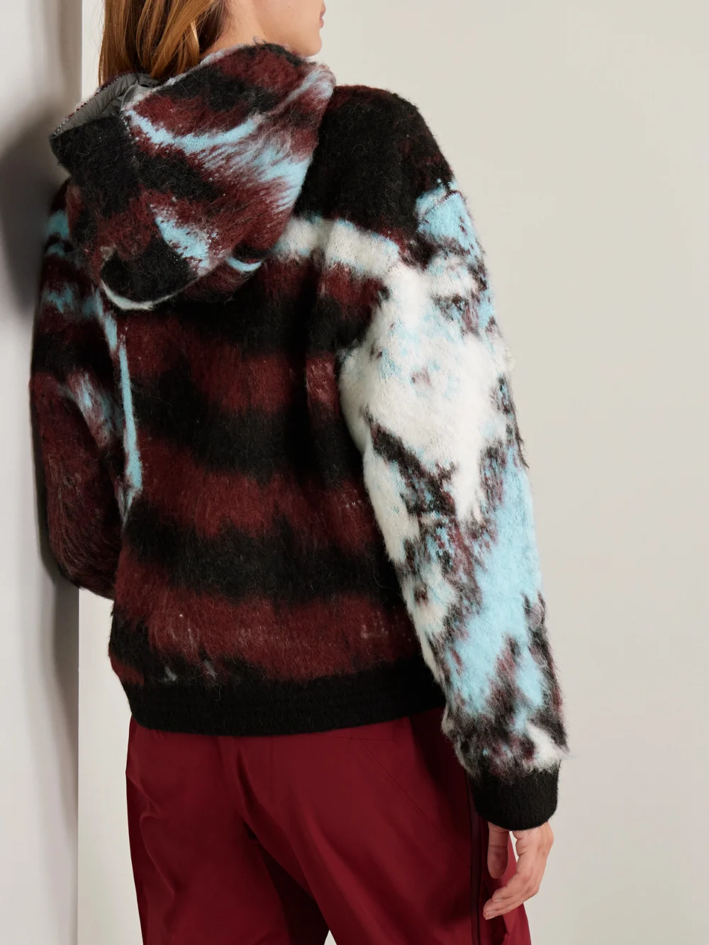 Back view of the Aztech Mountain Off Piste Shell-trimmed Printed Fleece Hoodie