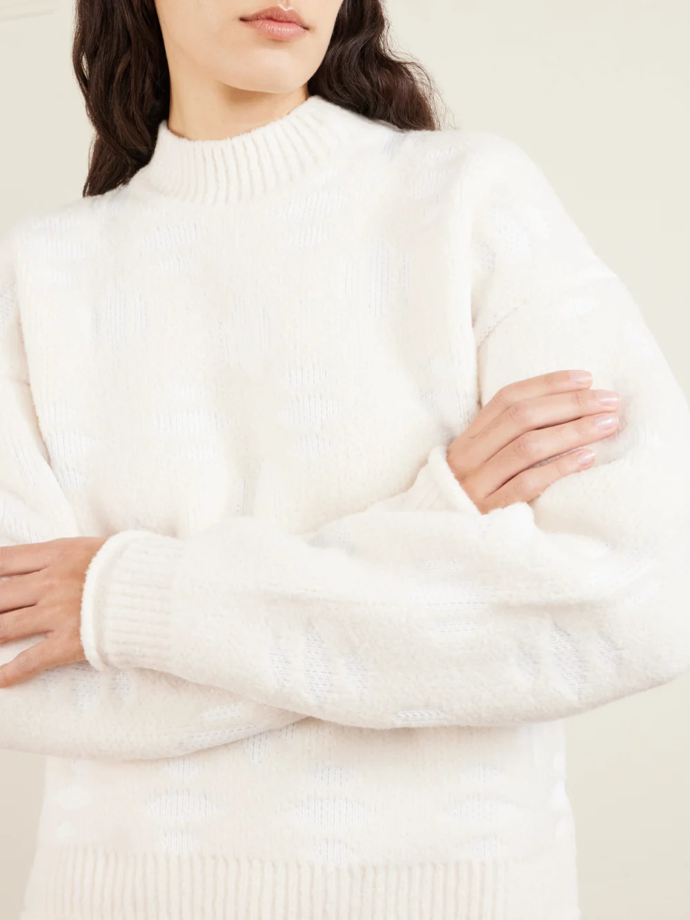 Close-up detail of the Aztech Mountain Oversized Jacquard-knit Wool-blend Sweater