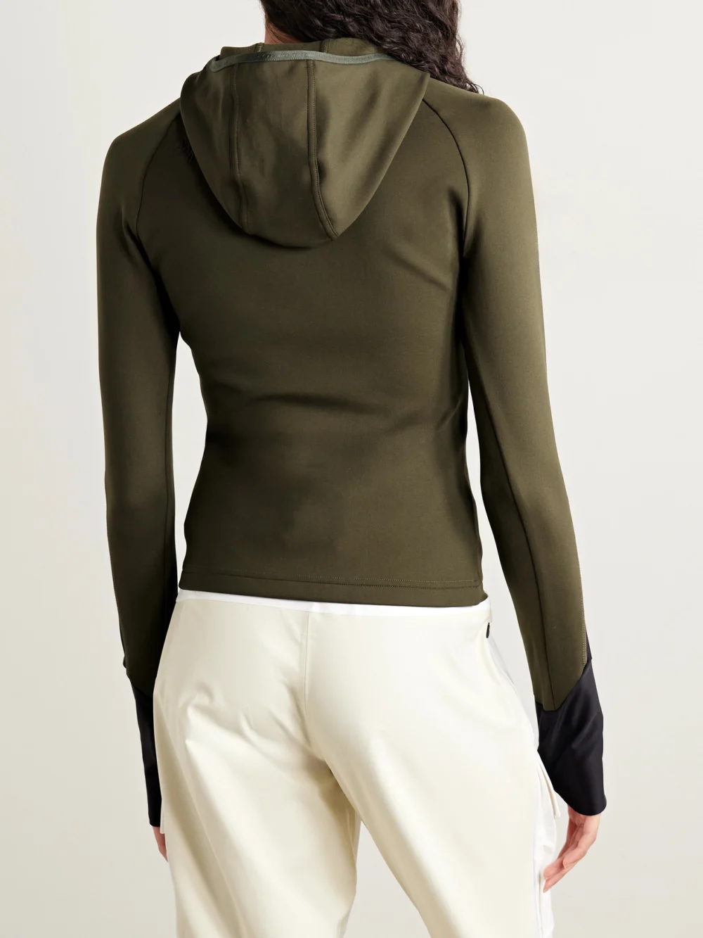 Back view of the Aztech Mountain Paneled Stretch-jersey Hoodie