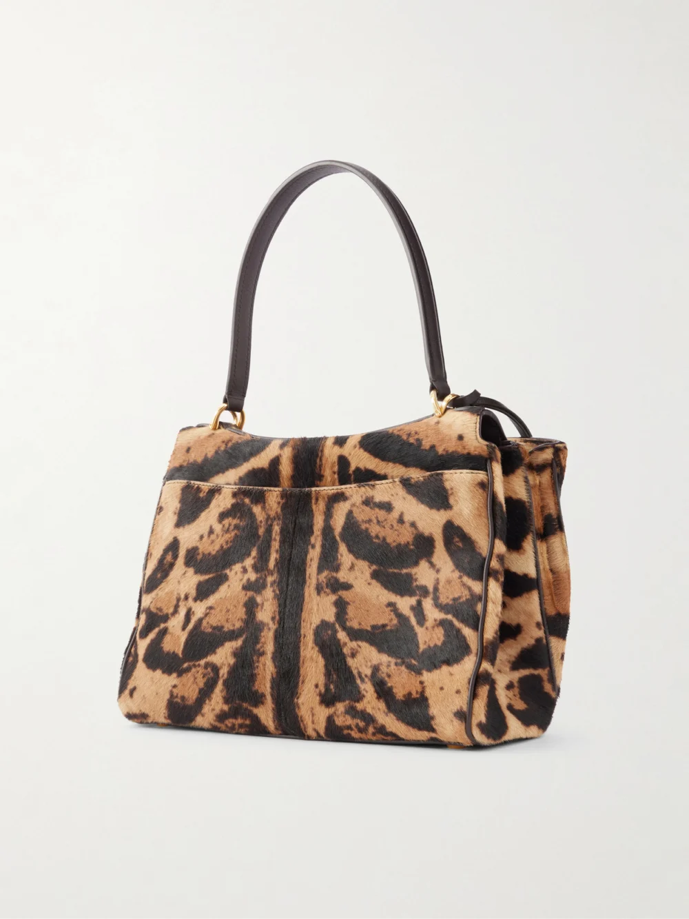 Back view of the Balenciaga Rodeo Leopard-print Leather-trimmed Pony Hair Shoulder Bag