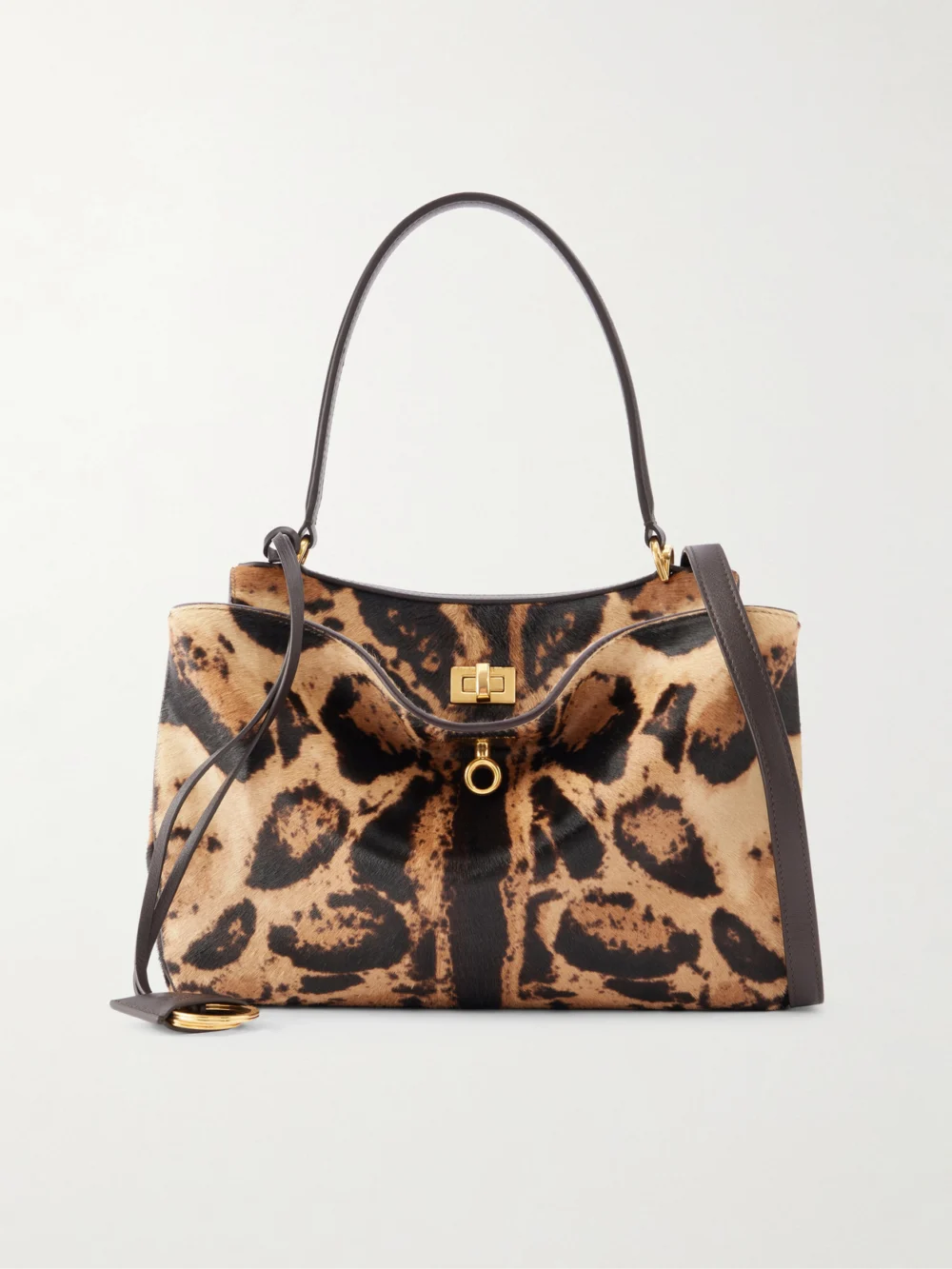 Balenciaga Rodeo Leopard-print Leather-trimmed Pony Hair Shoulder Bag in leopard print