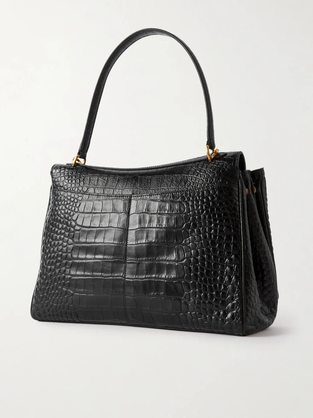 Back view of the Balenciaga Rodeo Medium Croc-effect Leather Shoulder Bag