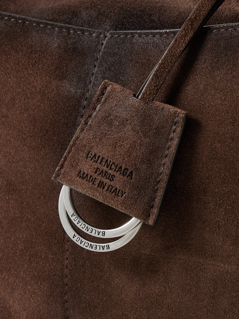 Close-up detail of the Balenciaga Rodeo Medium Suede Shoulder Bag