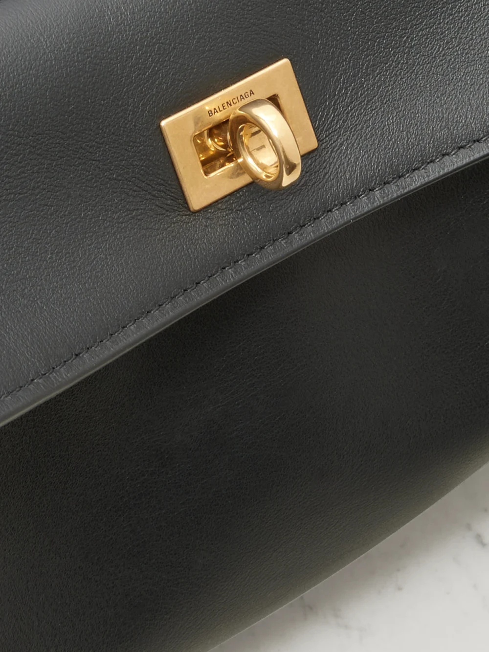 Close-up detail of the Balenciaga Rodeo Small Leather Tote