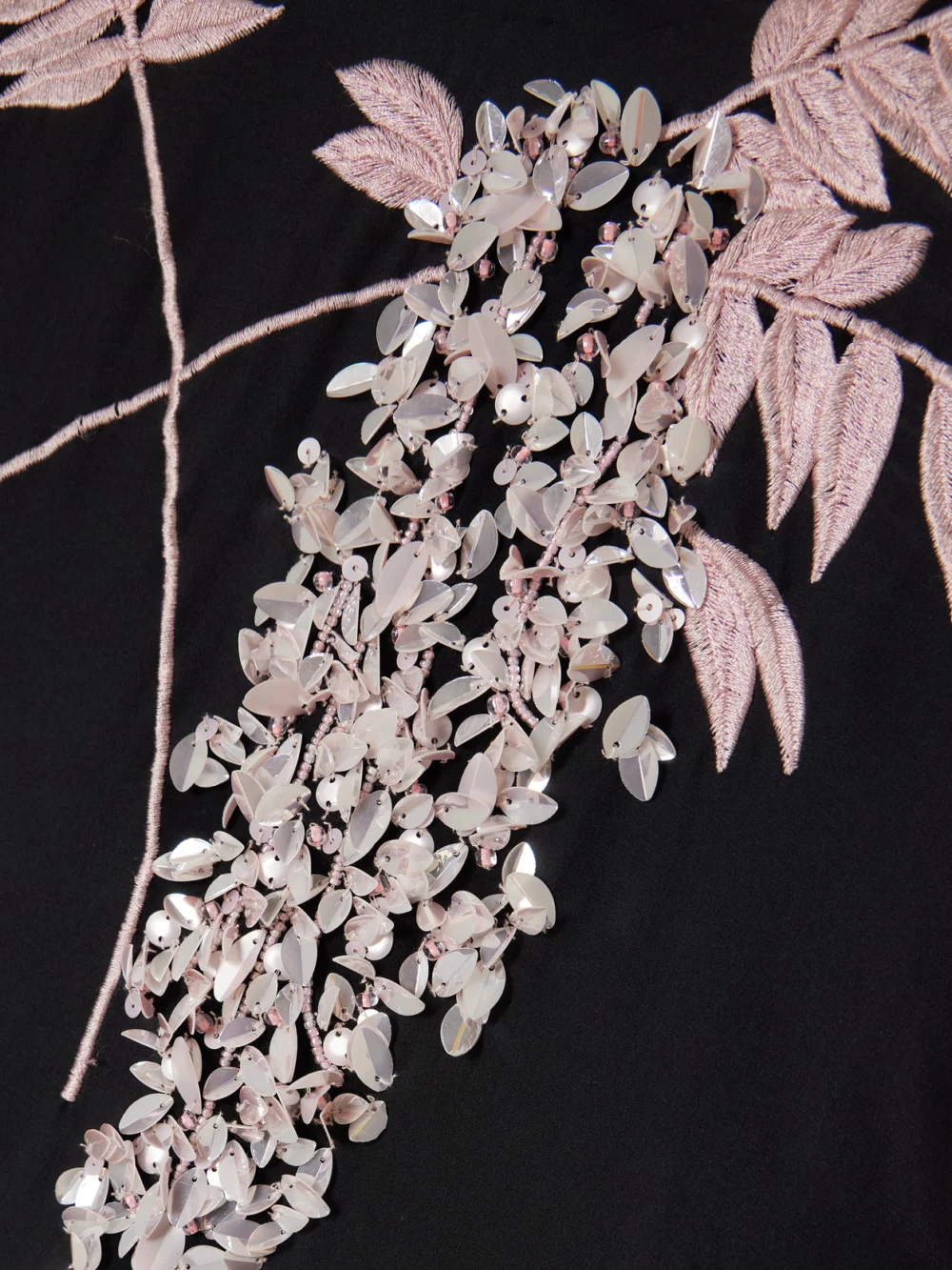 Close-up detail of the Bernadette Harry Embellished Silk Crepe De Chine Midi Dress