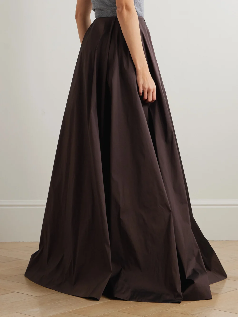 Back view of the Bernadette Kennedy Taffeta Maxi Skirt