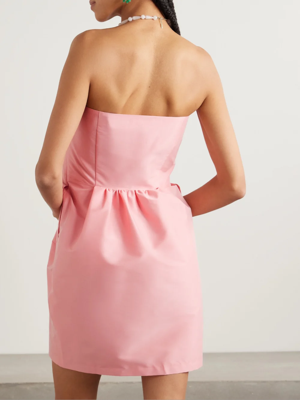 Back view of the Bernadette Lena Embellished Taffeta Mini Dress