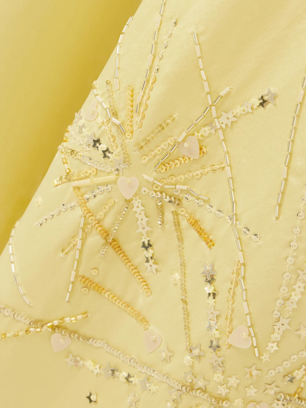 Close-up detail of the Bernadette Louis Embellished Silk-blend Satin Wide-leg Pants