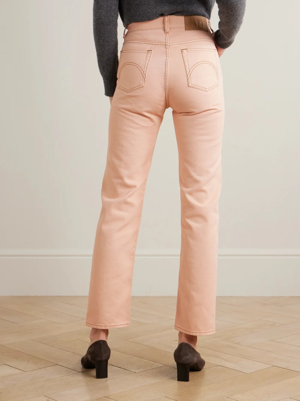 Back view of the BLAZÉ Milano Clapotis Paso Cropped High-rise Straight-leg Jeans