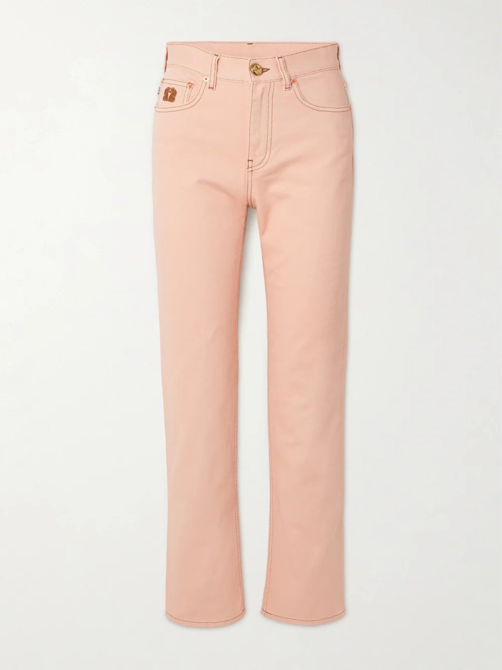 BLAZÉ Milano Clapotis Paso Cropped High-rise Straight-leg Jeans in baby pink