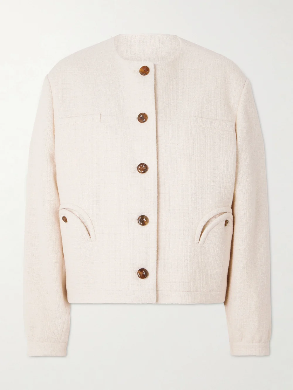 BLAZÉ Milano Missy Gliss Cotton-blend Tweed Jacket in cream