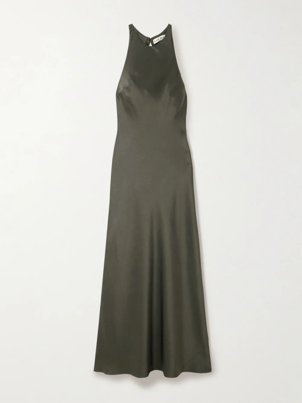 BLAZÉ Milano Skyros Satin Midi Dress in dark green