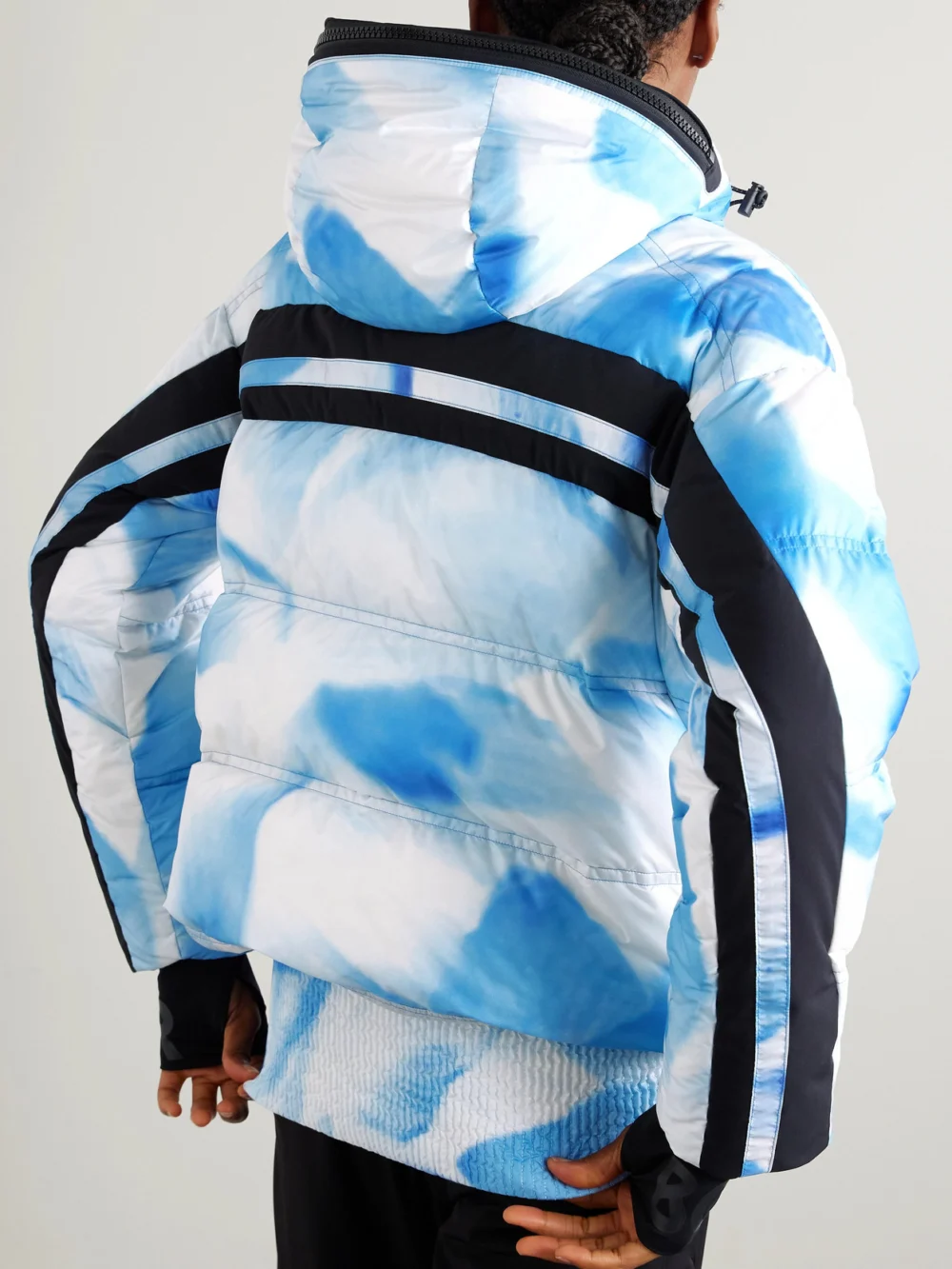 Back view of the Bogner Kelly Hooded Printed Quilted Ski Jacket