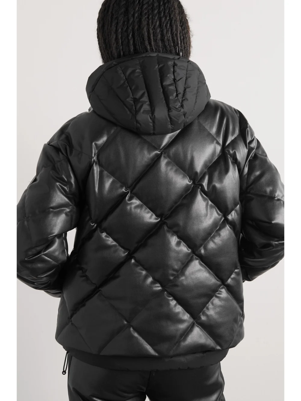 Back view of the Bogner Lissi-d Hooded Layered Quilted Faux-leather and Shell Jacket