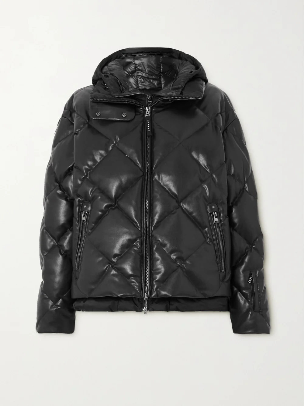 Bogner Lissi-d Hooded Layered Quilted Faux-leather and Shell Jacket in black