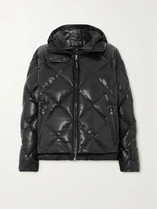 Bogner Lissi-d Hooded Layered Quilted Faux-leather and Shell Jacket