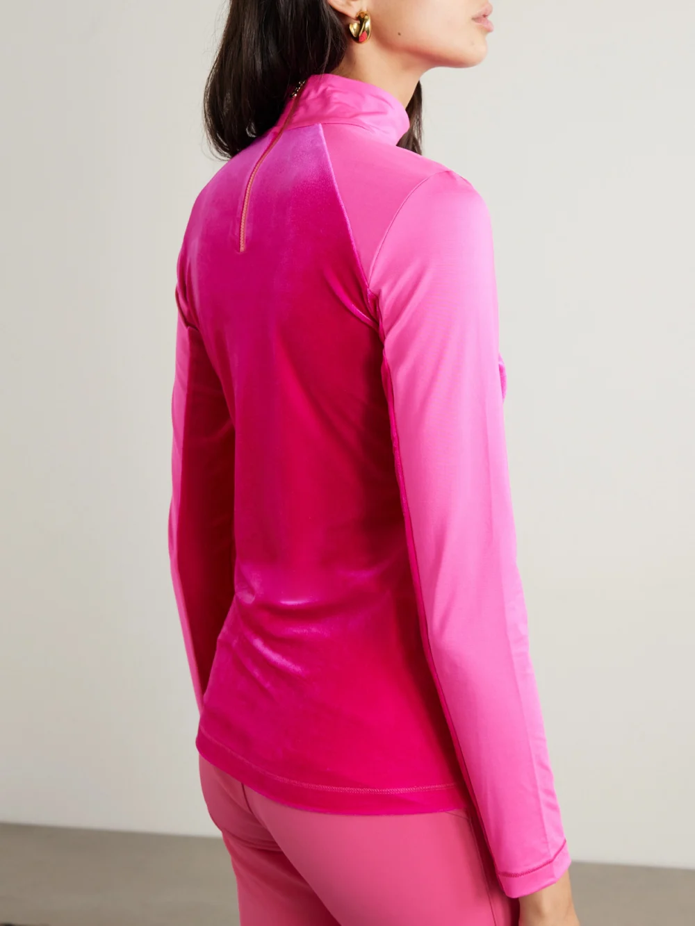 Back view of the Bogner Milu Stretch-velour and Shell Turtleneck Top