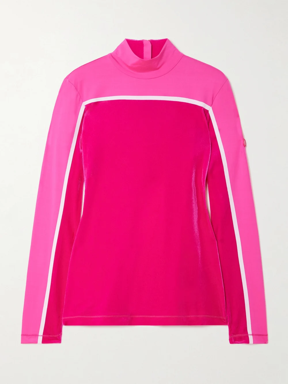 Bogner Milu Stretch-velour and Shell Turtleneck Top in fuchsia