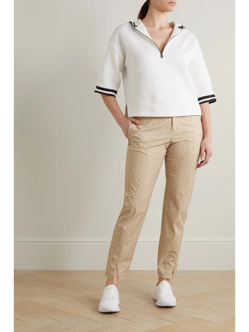 Bogner Tesja Cropped Printed Shell Straight-leg Golf Pants, worn by a model