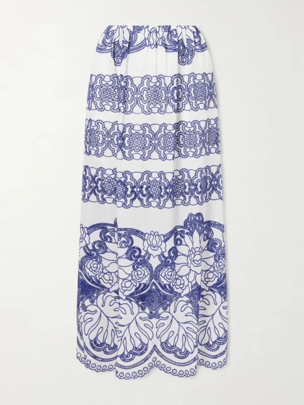 Borgo de Nor Belan Scalloped Broderie Anglaise Cotton-blend Maxi Skirt