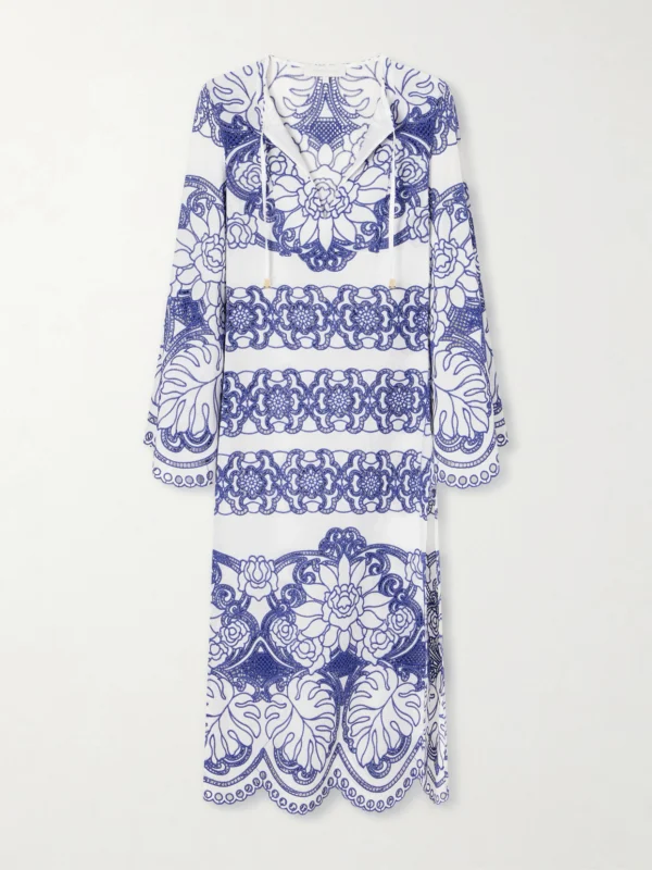 Borgo de Nor Clea Scalloped Broderie Anglaise Cotton-blend Midi Dress